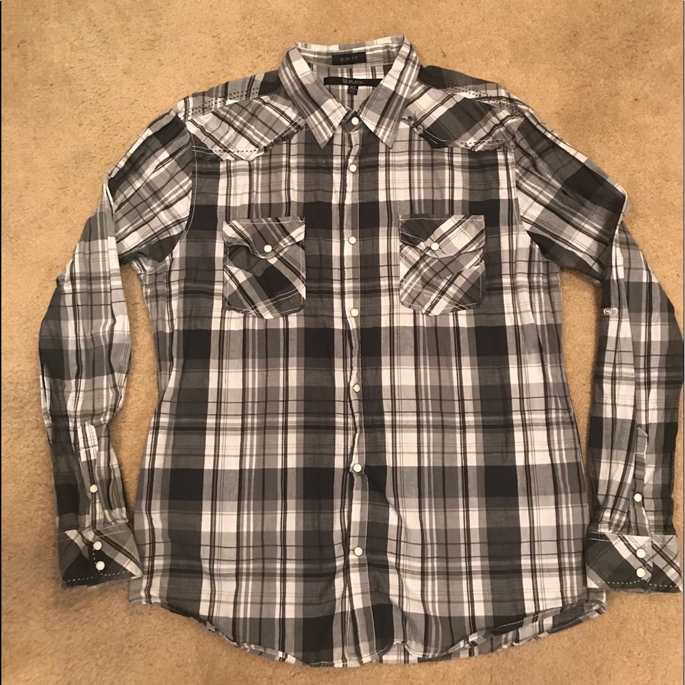 Men’s CJ Black button down collard shirt